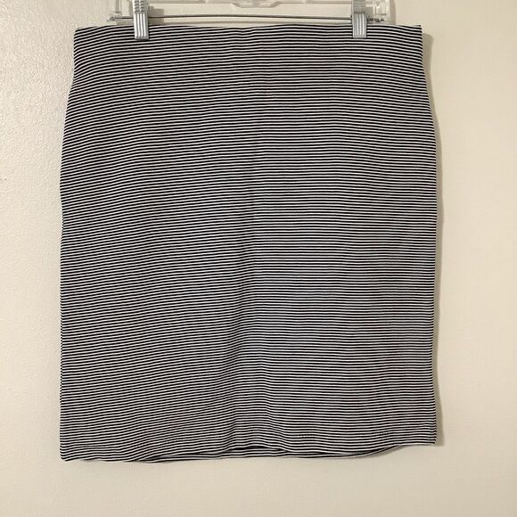 NWT Premise Striped Black White Twee Minimalist Work School Pencil Skirt Large - Picture 1 of 7